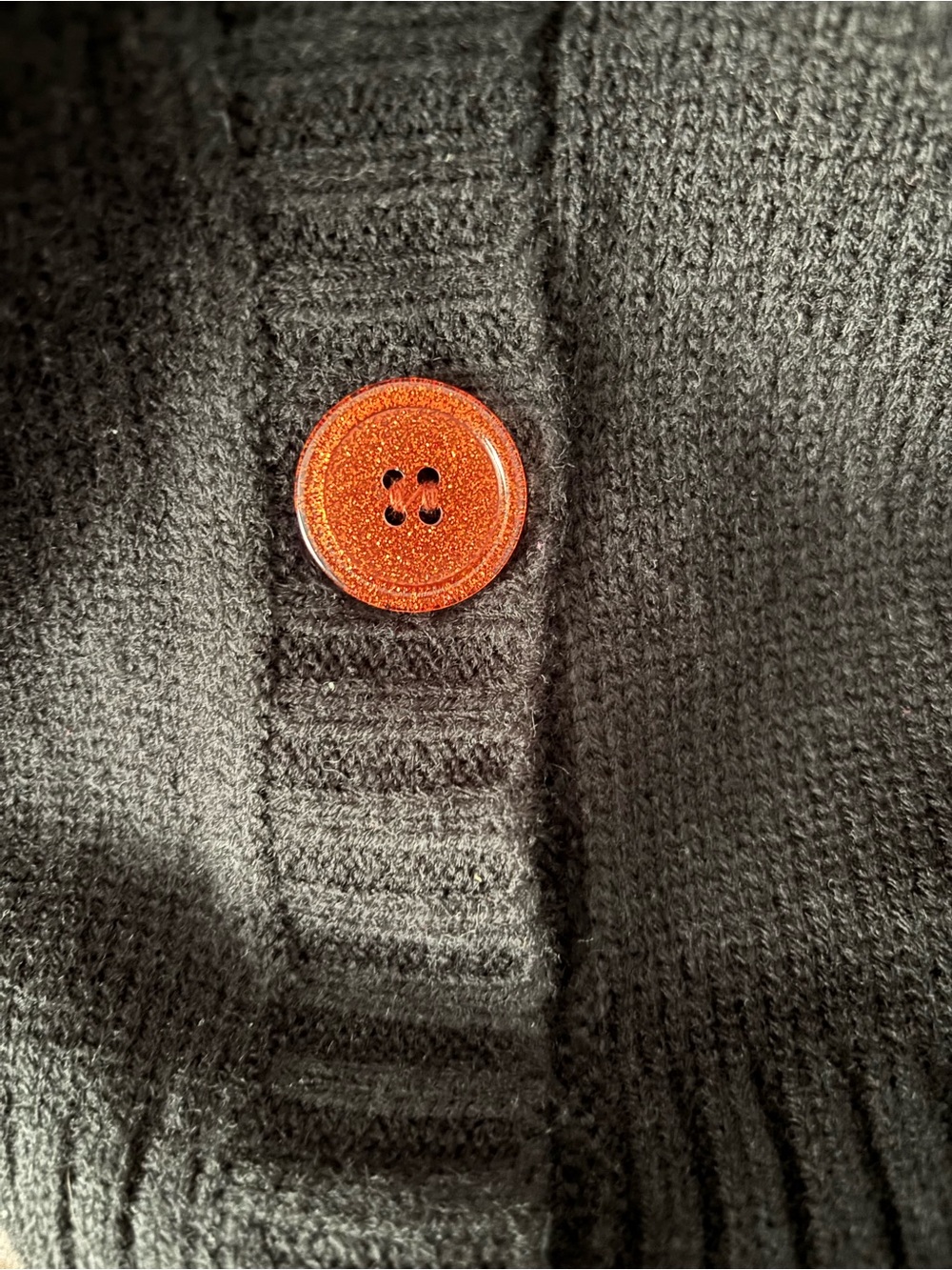 Halloween Sweater by 33 Degrees Black Pumpkin Sparkly Knit Cardigan Sweater EUC! - Picture 3 of 7